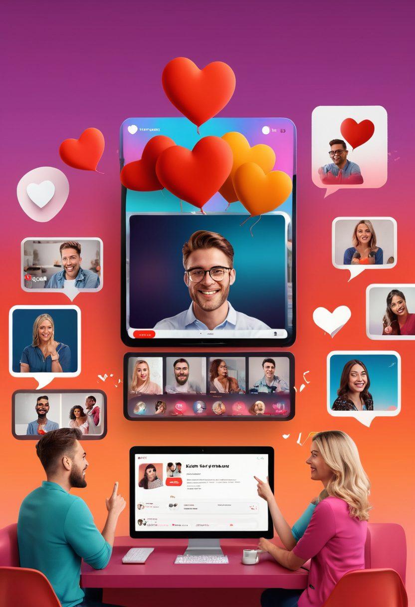 A visually captivating scene showcasing a diverse group of adults engaged with various interactive video elements such as polls, live chats, and clickable content on their screens. The background features dynamic graphics symbolizing viewer engagement, like hearts and thumbs up. The atmosphere is lively and modern, highlighting creativity and connection in adult vlogging. vibrant colors. sleek 3D design.